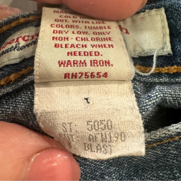 Abercrombie & Fitch Y2K Distressed Hem Patchwork Denim Skirt Made in USA sz 6 - Picture 3 of 5